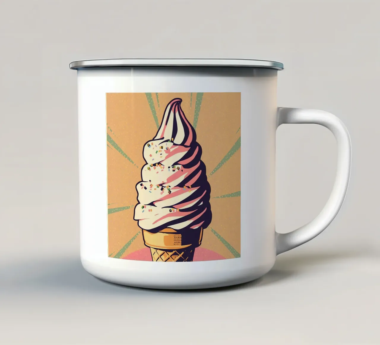 Cono gelato soft serve con zuccherini tazza in smalto da DesignDoodle