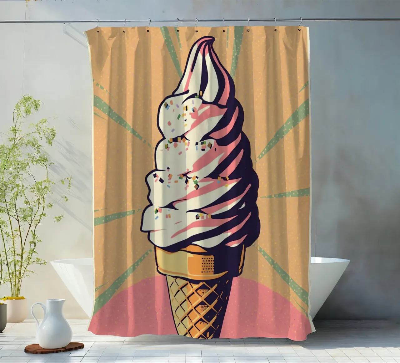 Cono gelato soft serve con zuccherini tenda da doccia da DesignDoodle