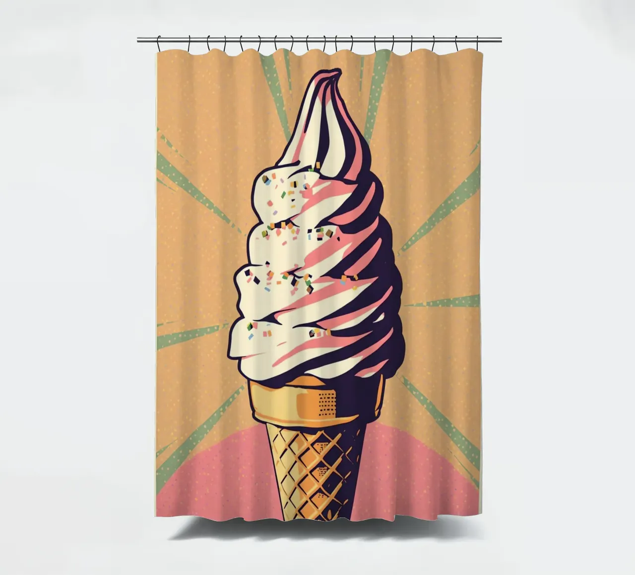 Cono gelato soft serve con zuccherini tenda da doccia da DesignDoodle