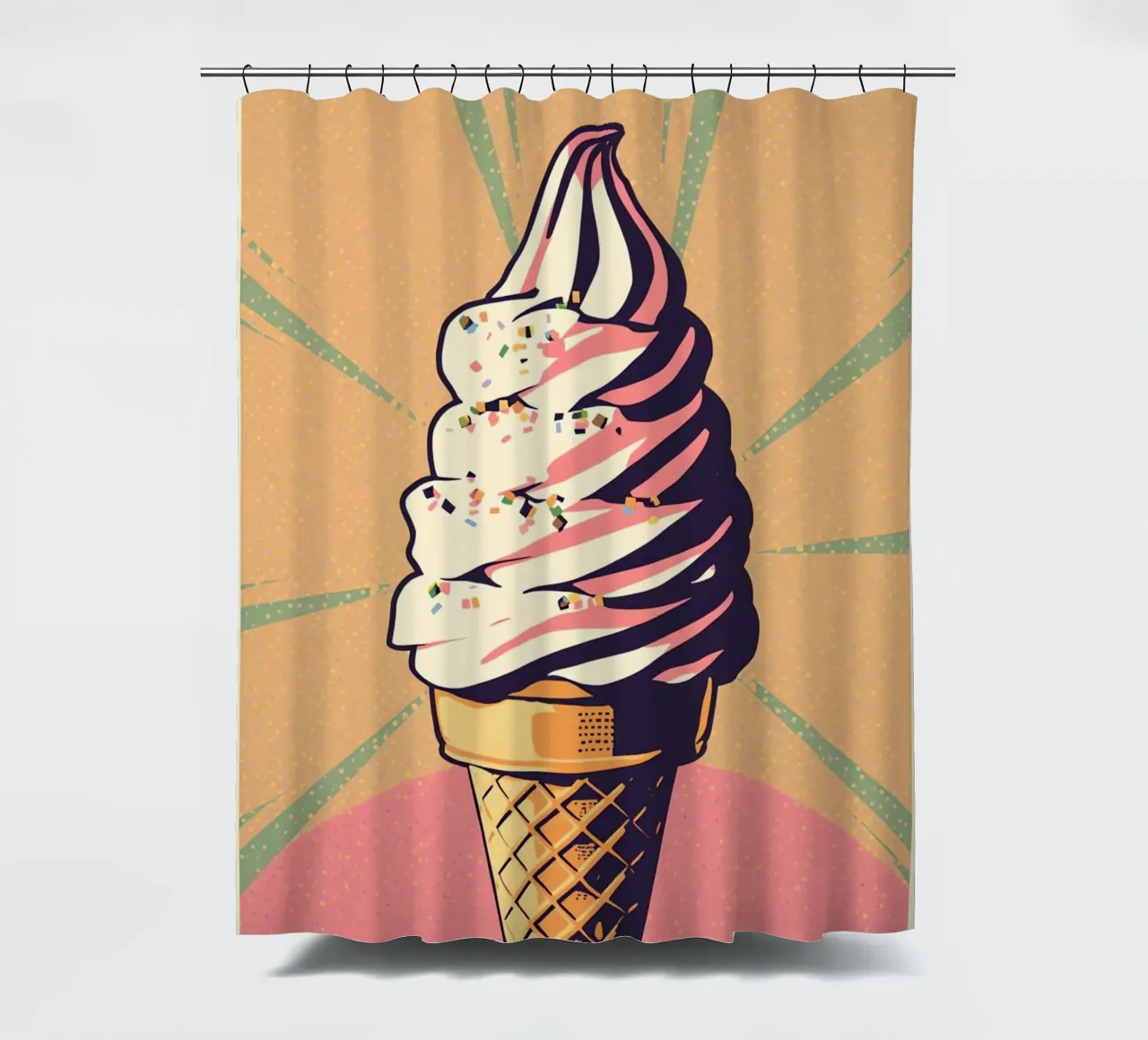 Cono gelato soft serve con zuccherini tenda da doccia da DesignDoodle