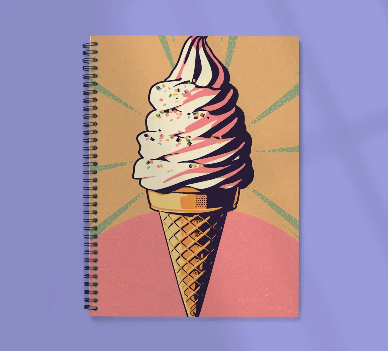 Soft Serve Ice Cream Cone with Sprinkles spiral notebook by DesignDoodle