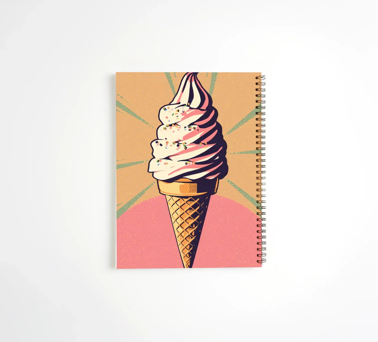 Soft Serve Ice Cream Cone with Sprinkles spiral notebook by DesignDoodle