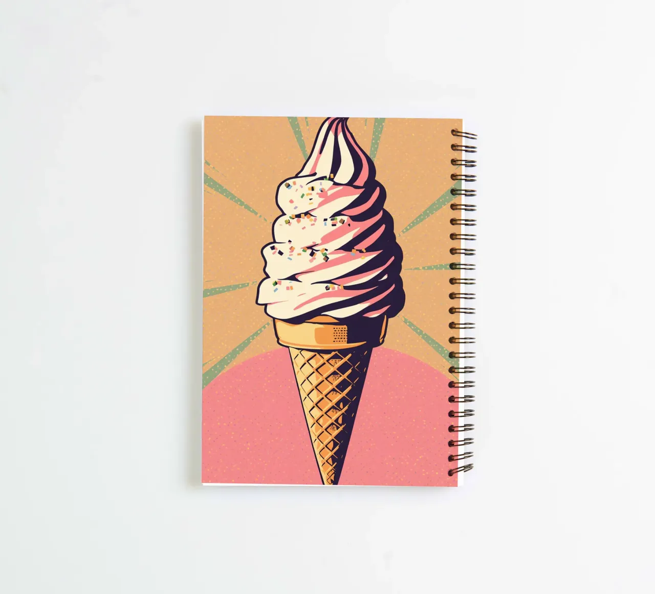Soft Serve Ice Cream Cone with Sprinkles spiral notebook by DesignDoodle