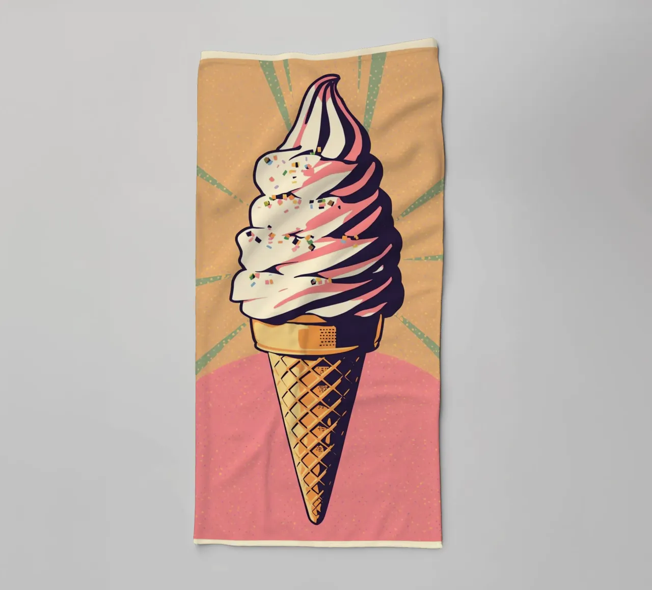 Soft Serve Ice Cream Cone with Sprinkles towel by DesignDoodle
