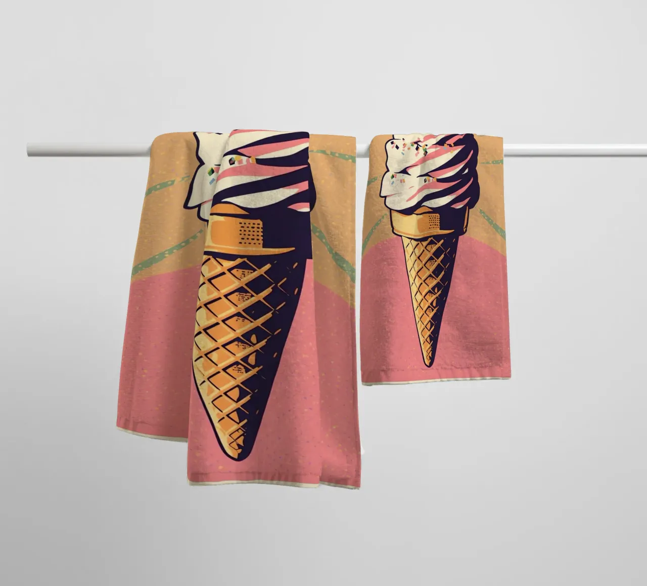 Soft Serve Ice Cream Cone with Sprinkles towel by DesignDoodle