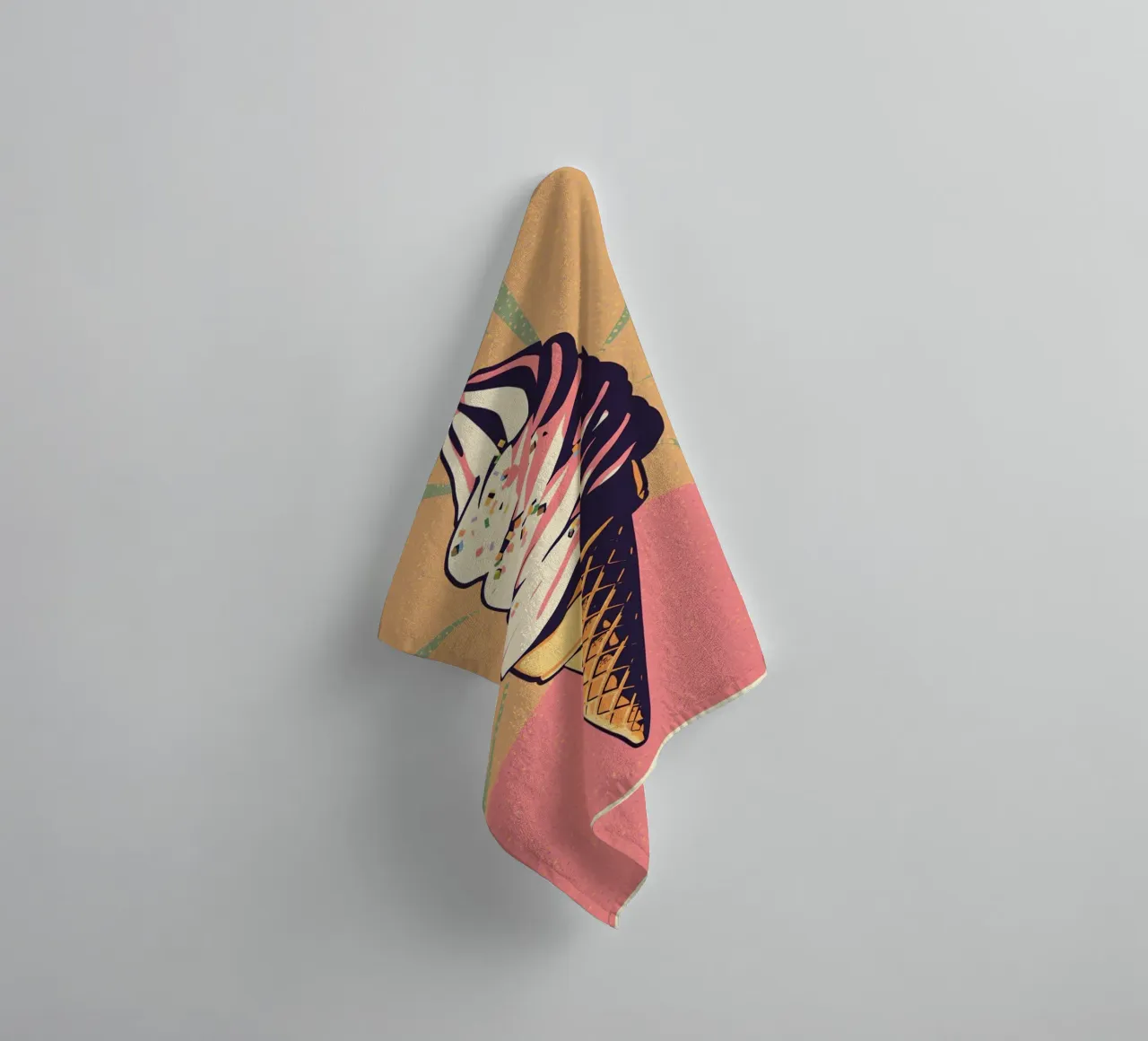 Soft Serve Ice Cream Cone with Sprinkles towel by DesignDoodle