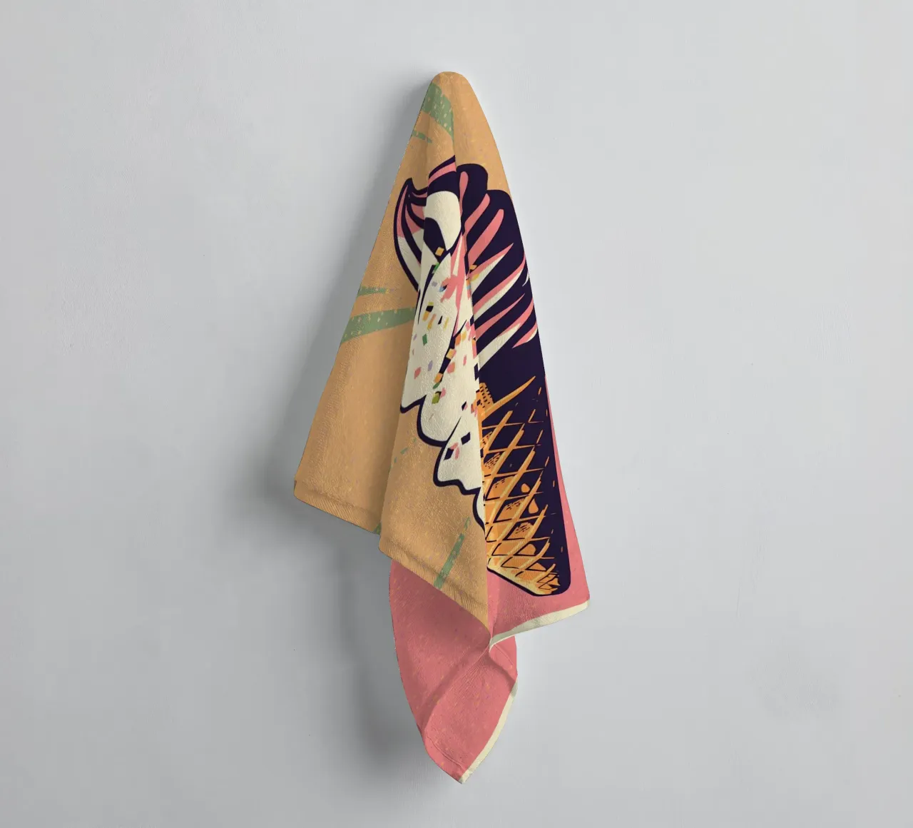 Soft Serve Ice Cream Cone with Sprinkles towel by DesignDoodle