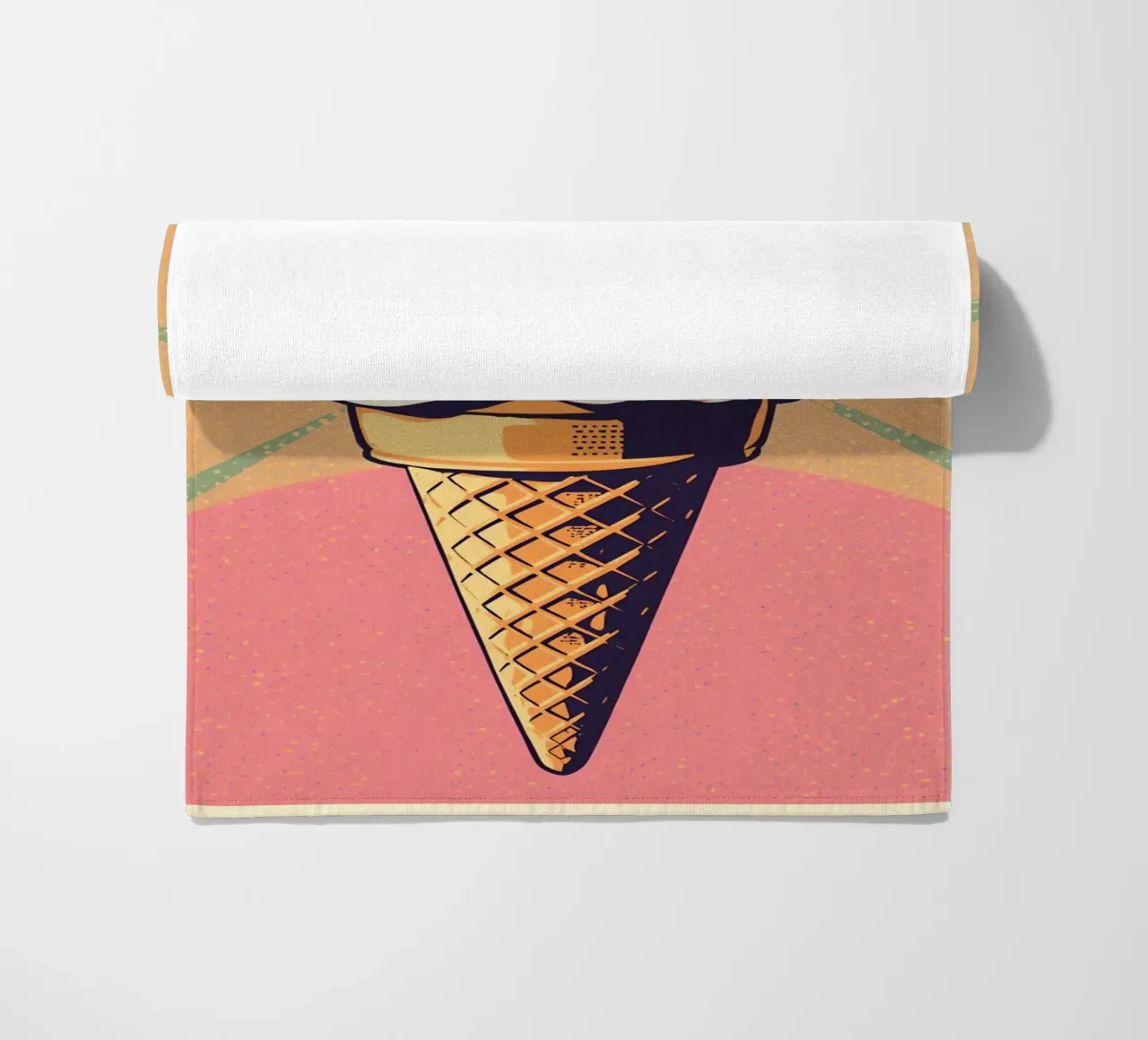 Soft Serve Ice Cream Cone with Sprinkles beach towel by DesignDoodle