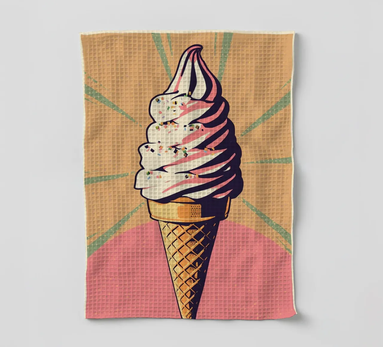 Soft Serve IJshoorntje met Sprinkles theedoek van DesignDoodle