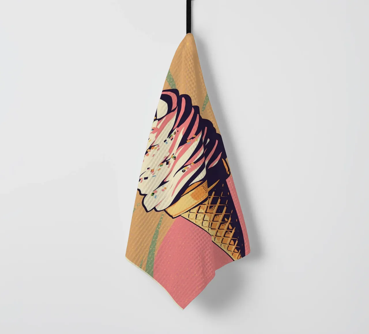 Soft Serve IJshoorntje met Sprinkles theedoek van DesignDoodle