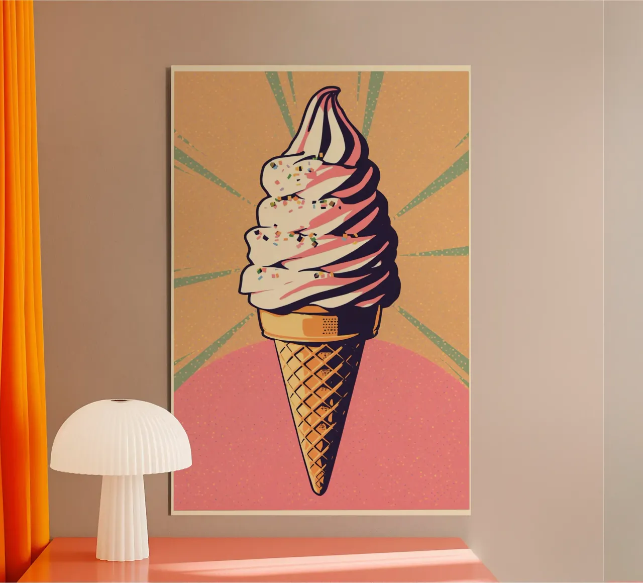 Cono gelato soft serve con zuccherini pannello forex da DesignDoodle