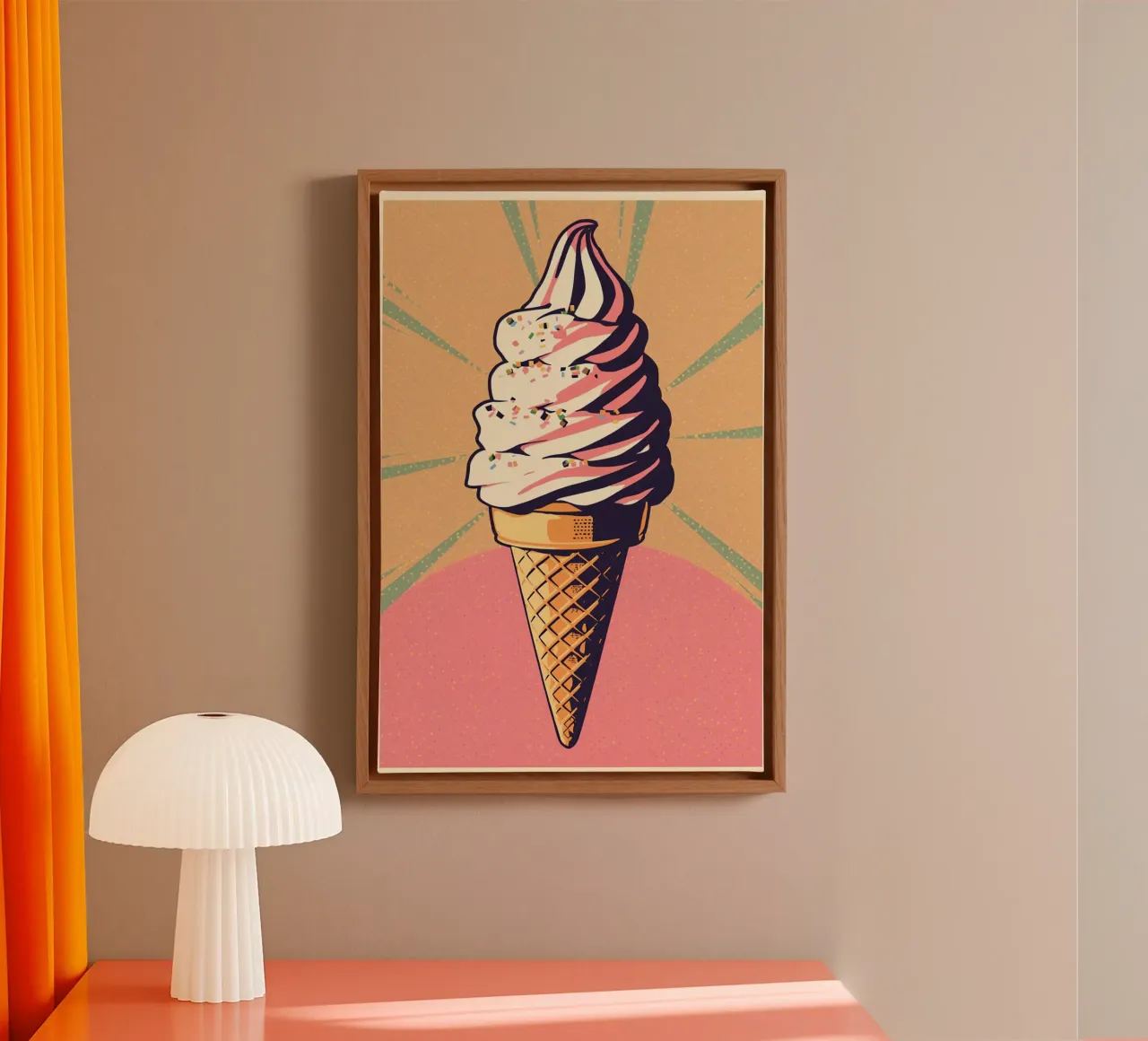 Soft Serve Ice Cream Cone with Sprinkles canvas by DesignDoodle