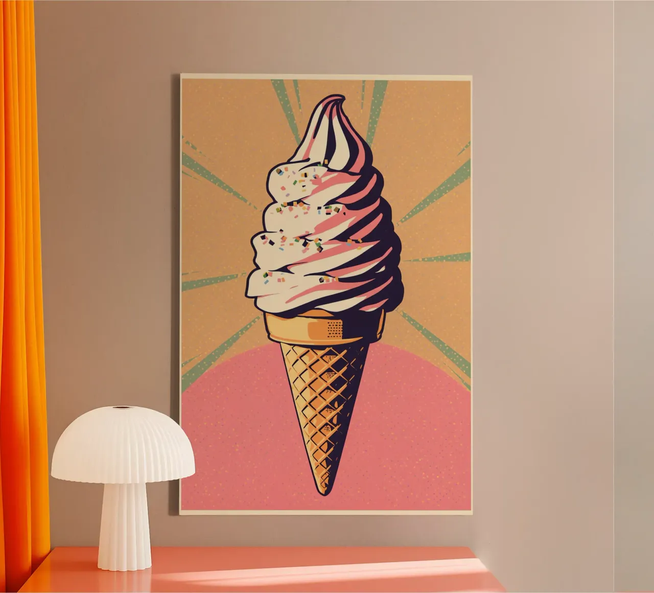 Soft Serve Ice Cream Cone with Sprinkles canvas by DesignDoodle