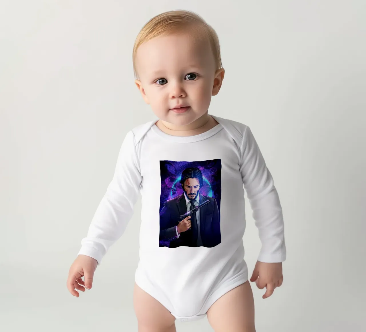 John Wick long-sleeve baby romper by nabakumov