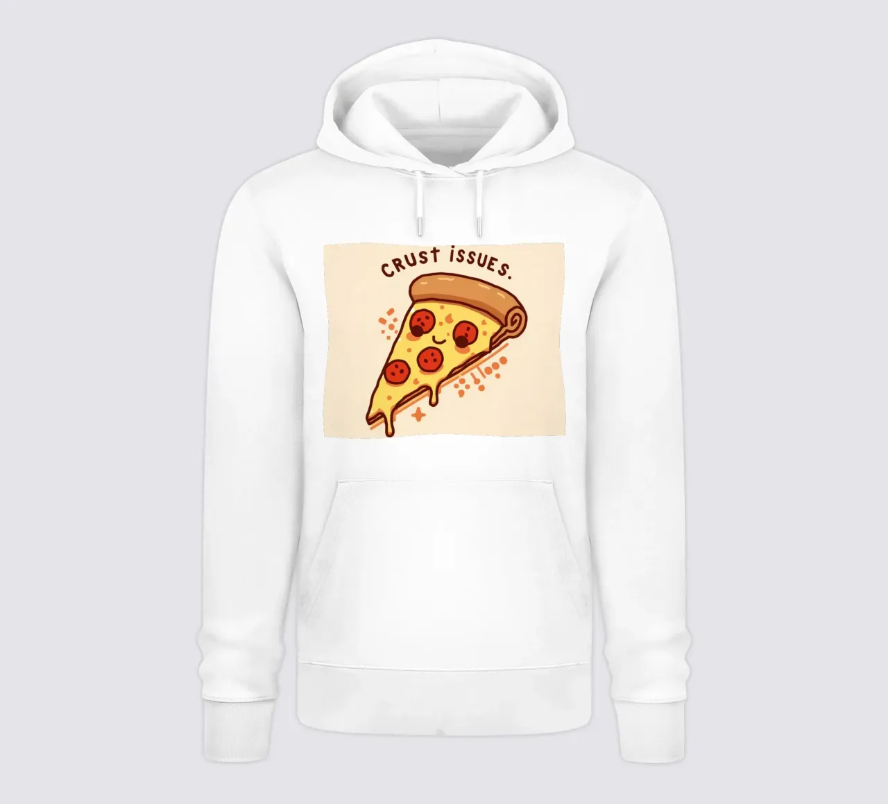 Sorridente fetta di pizza al salame piccante "Problemi di crosta" felpa con cappuccio da DesignDoodle