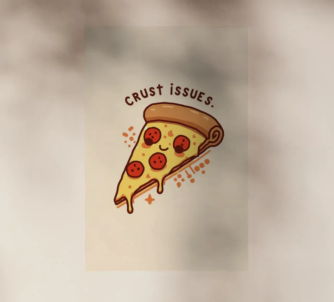 Sorridente fetta di pizza al salame piccante "Problemi di crosta" pellicola backlit da DesignDoodle