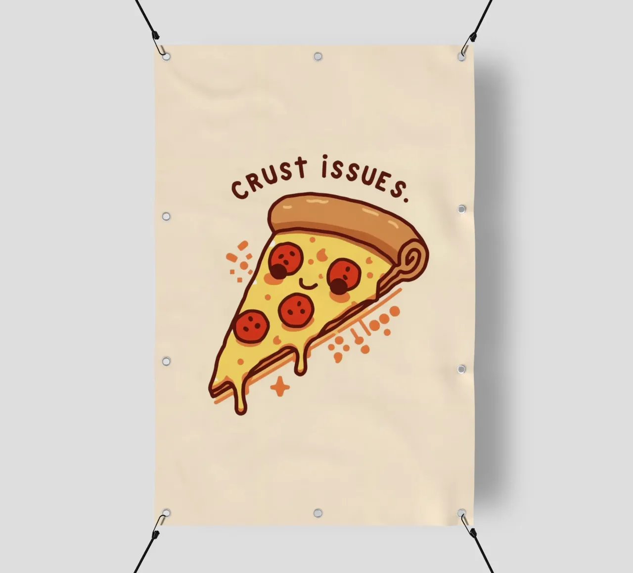 Sorridente fetta di pizza al salame piccante "Problemi di crosta" telo in pvc da DesignDoodle