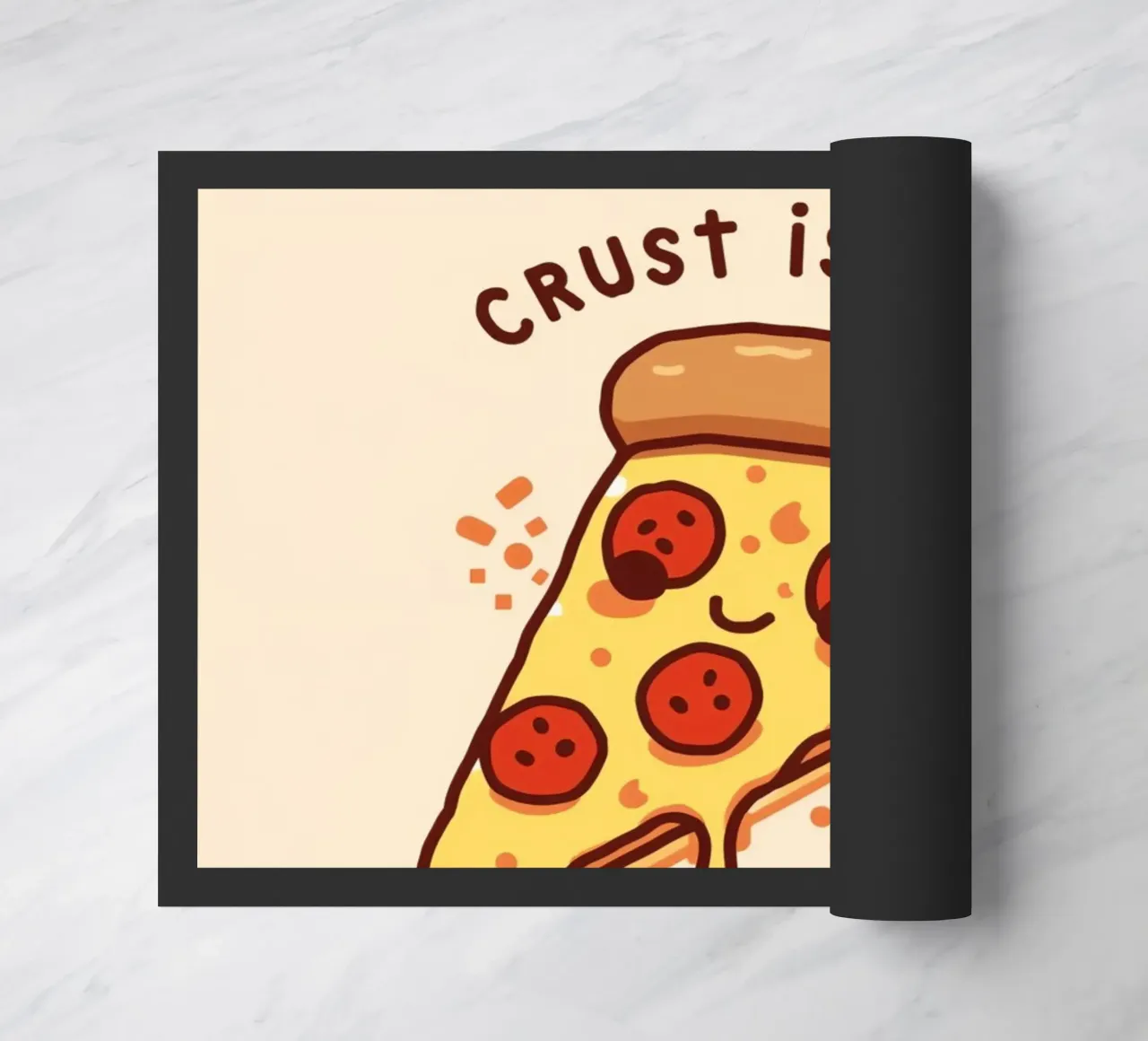 Sorridente fetta di pizza al salame piccante "Problemi di crosta" zerbino da DesignDoodle