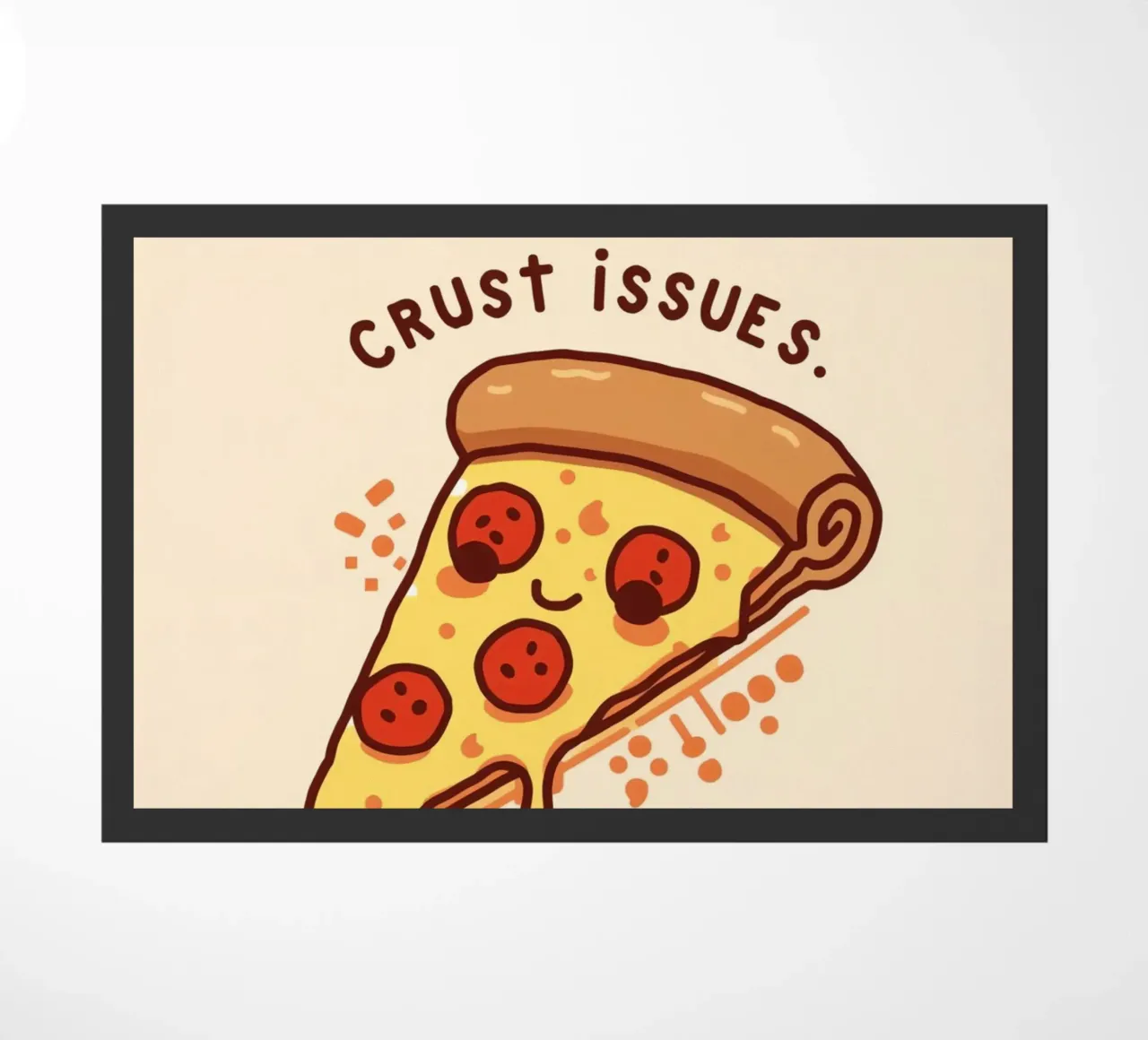 Sorridente fetta di pizza al salame piccante "Problemi di crosta" zerbino da DesignDoodle