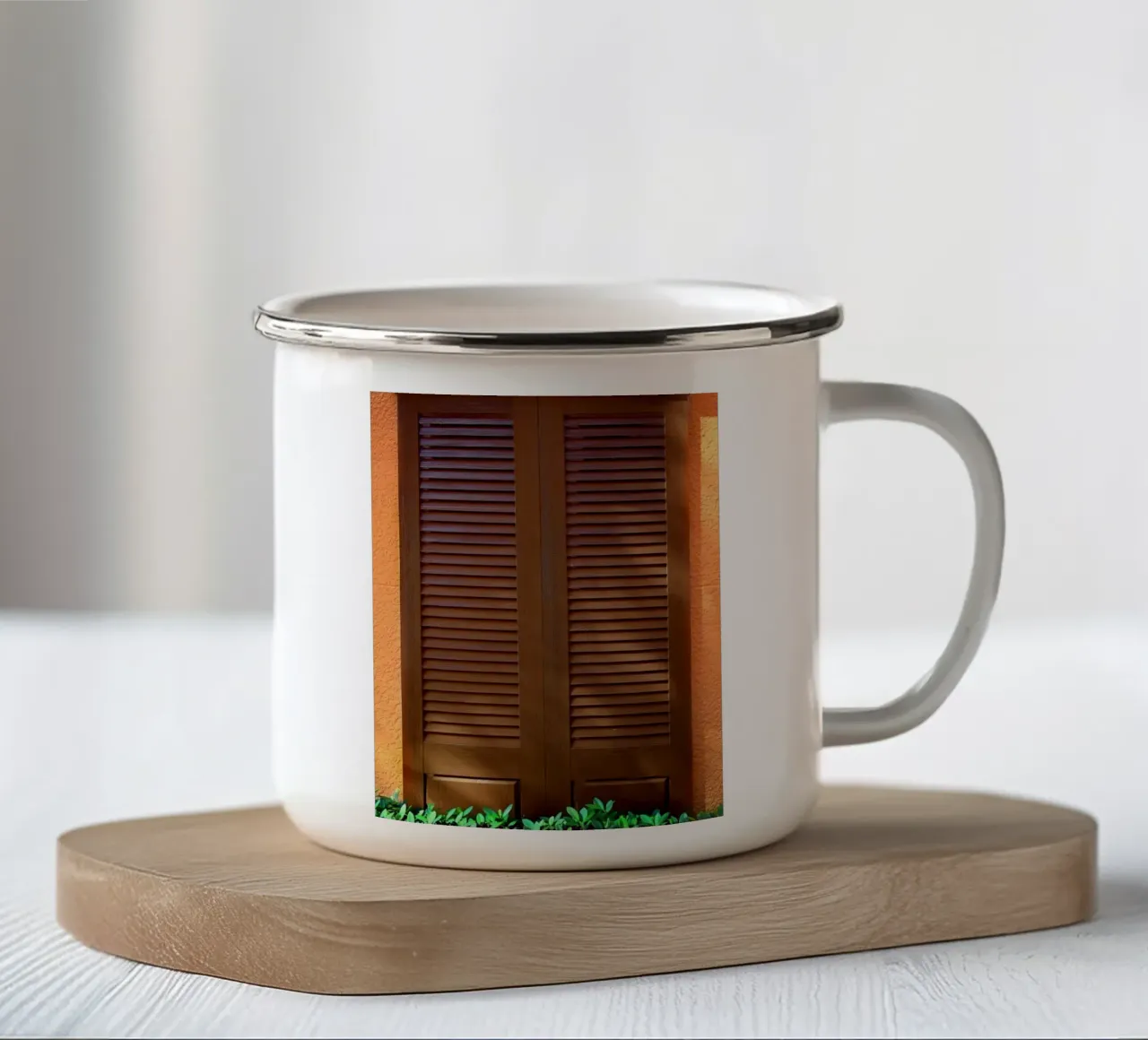 brown yellow window tazza in smalto da juli