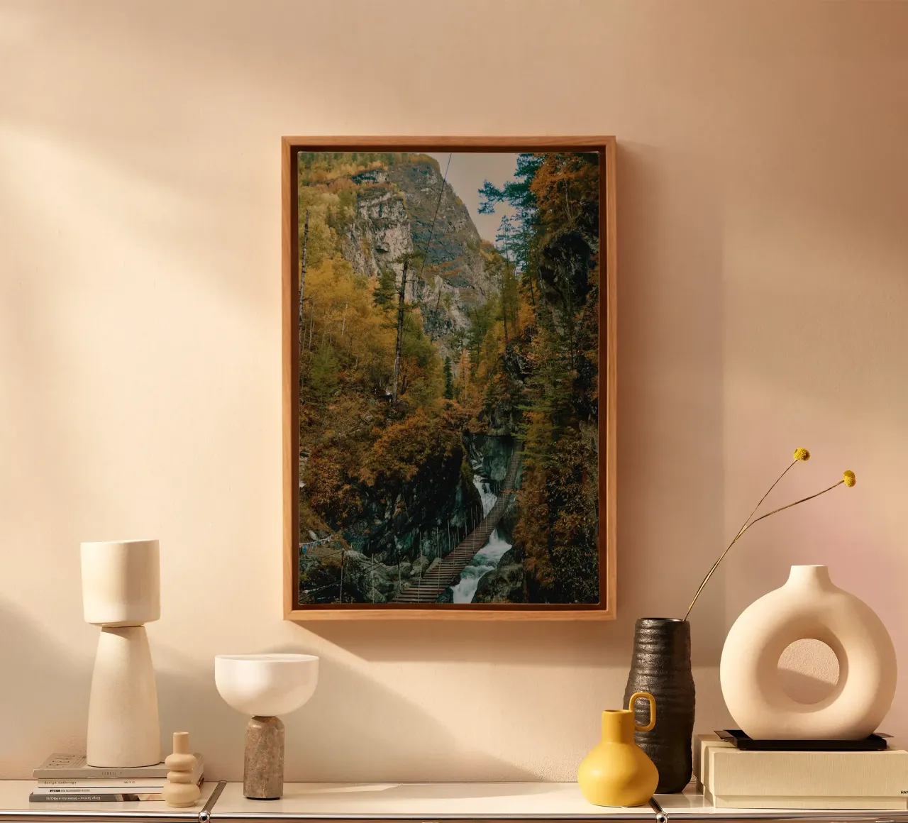 bridge flow in forest canvas by juli