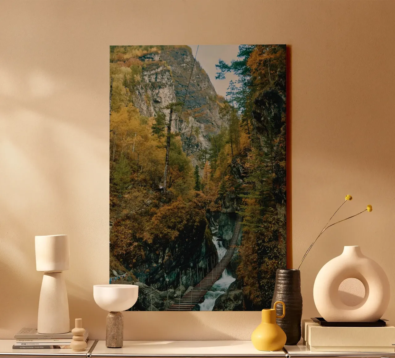 bridge flow in forest canvas by juli