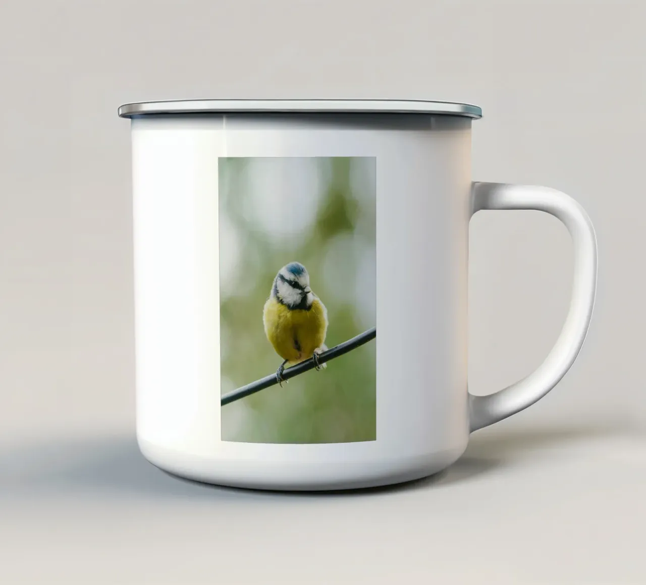 bird on the branch Emaille Tasse von juli