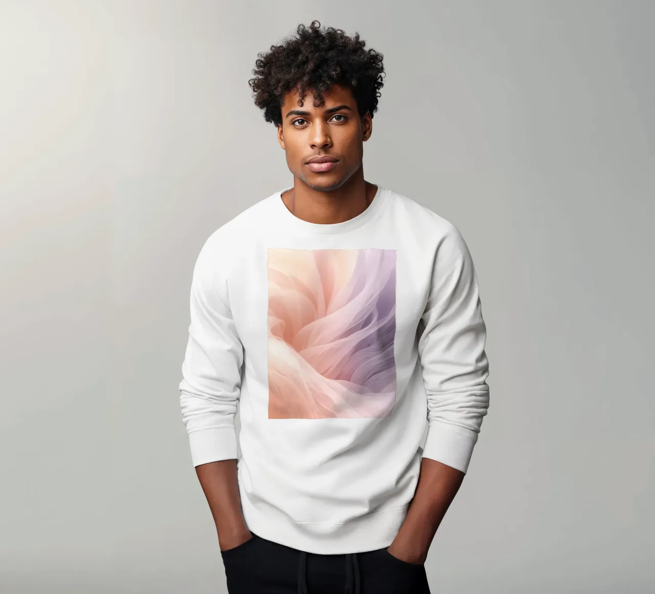 Onde traslucide in tessuto nei colori pesca e lavanda felpa da DesignDoodle