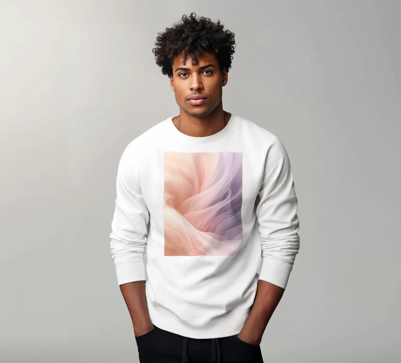 Onde traslucide in tessuto nei colori pesca e lavanda felpa da DesignDoodle