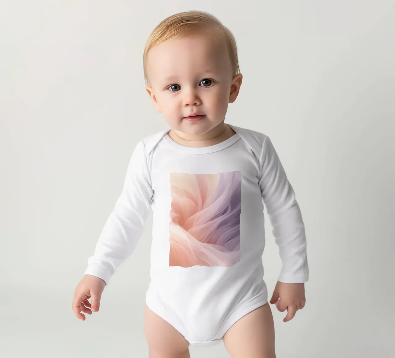 Onde traslucide in tessuto nei colori pesca e lavanda body neonato maniche lunghe da DesignDoodle