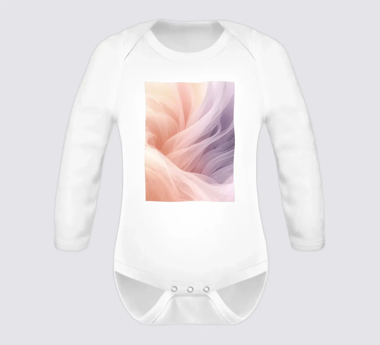 Onde traslucide in tessuto nei colori pesca e lavanda body neonato maniche lunghe da DesignDoodle