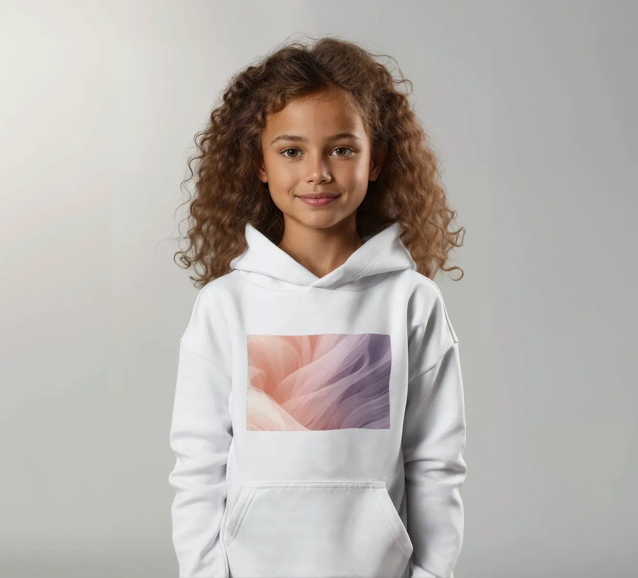 Onde traslucide in tessuto nei colori pesca e lavanda felpa bambino con cappuccio da DesignDoodle