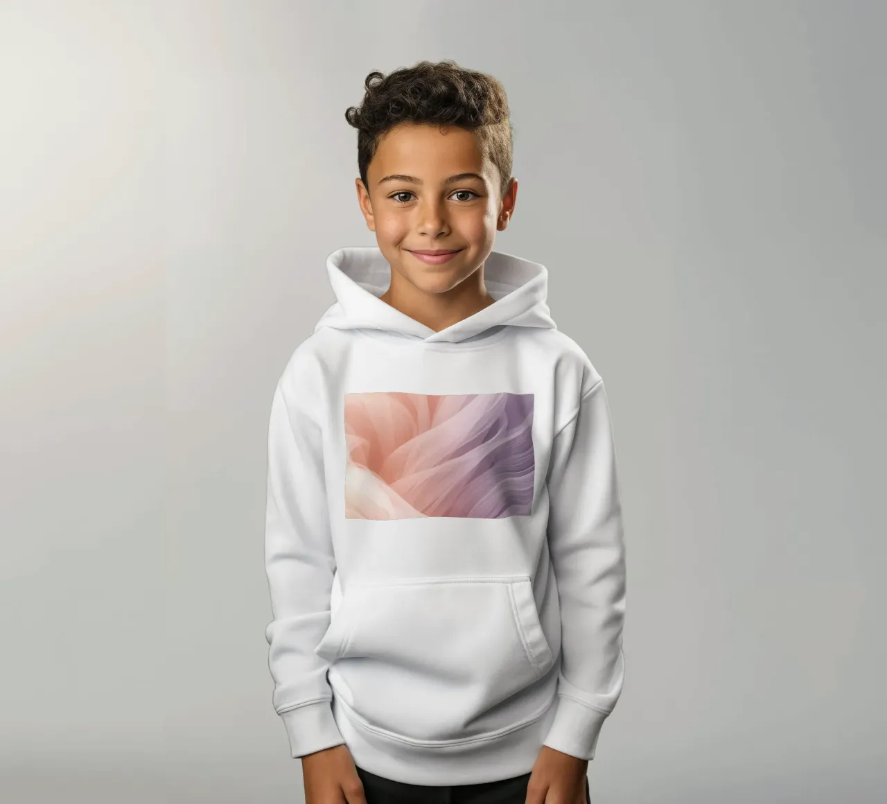 Onde traslucide in tessuto nei colori pesca e lavanda felpa bambino con cappuccio da DesignDoodle