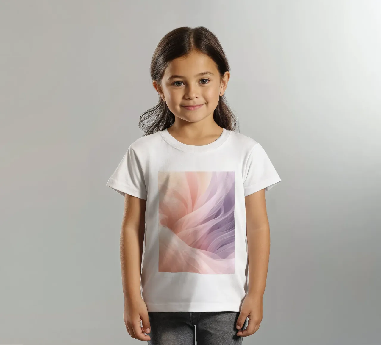 Onde traslucide in tessuto nei colori pesca e lavanda t-shirt bambini da DesignDoodle