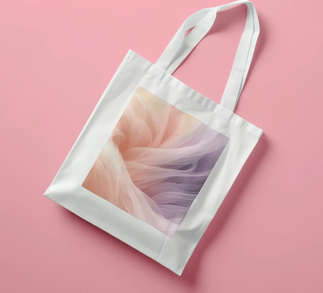Onde traslucide in tessuto nei colori pesca e lavanda borsa in juta da DesignDoodle