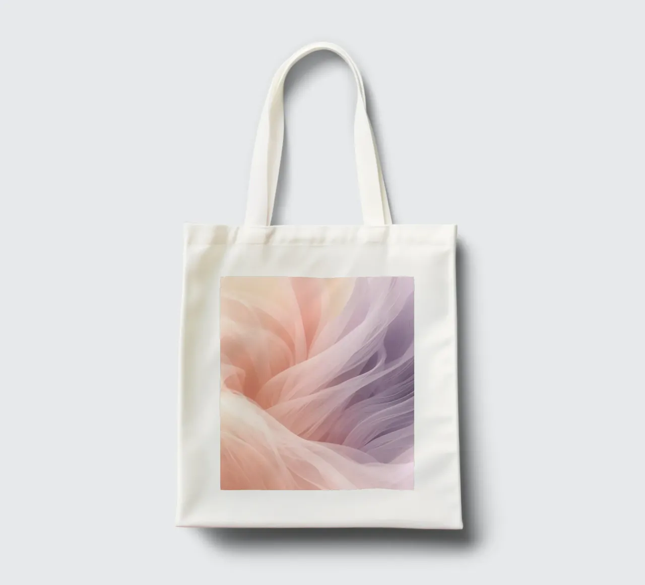Onde traslucide in tessuto nei colori pesca e lavanda borsa in juta da DesignDoodle