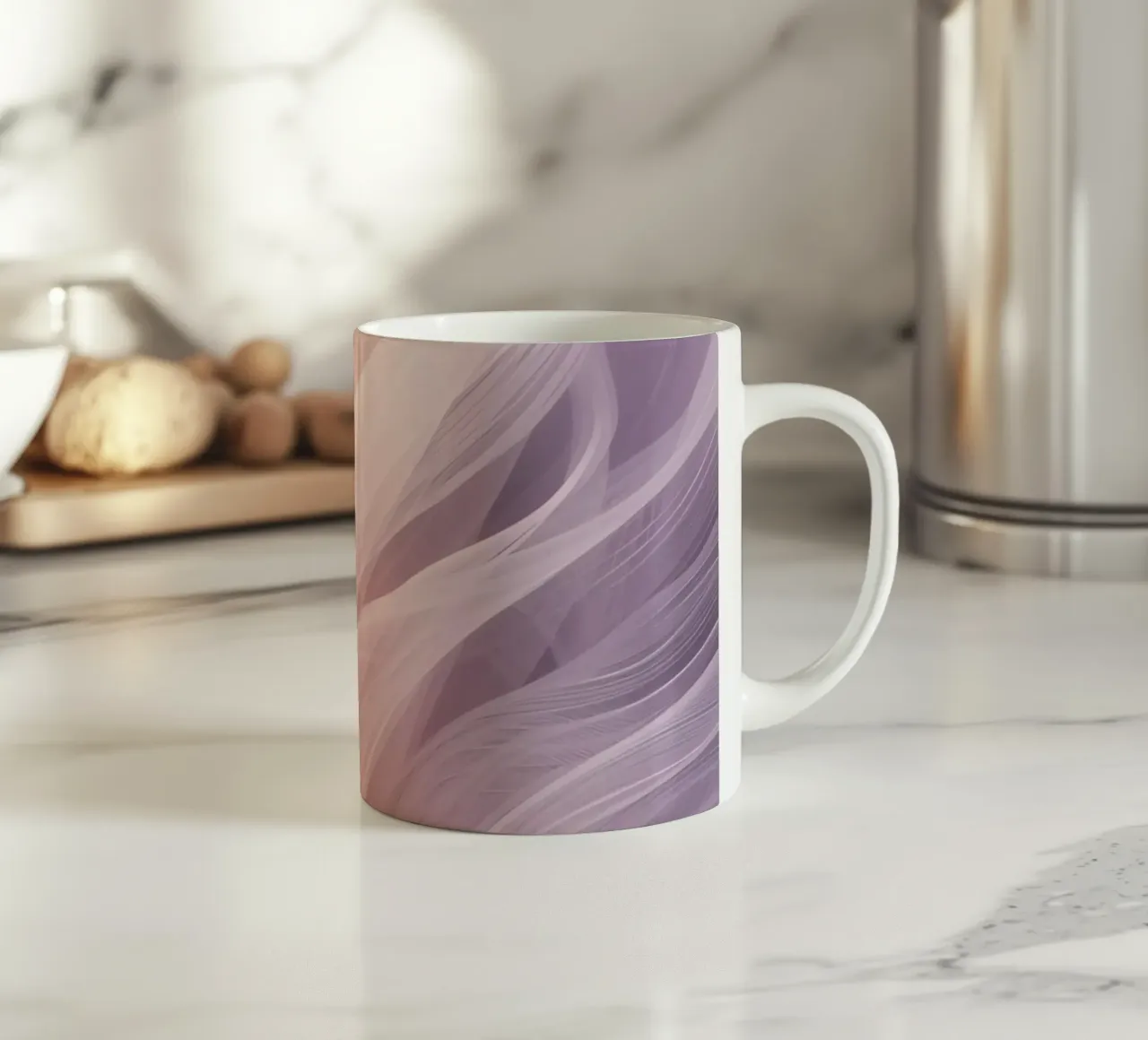Onde traslucide in tessuto nei colori pesca e lavanda tazza in ceramica da DesignDoodle