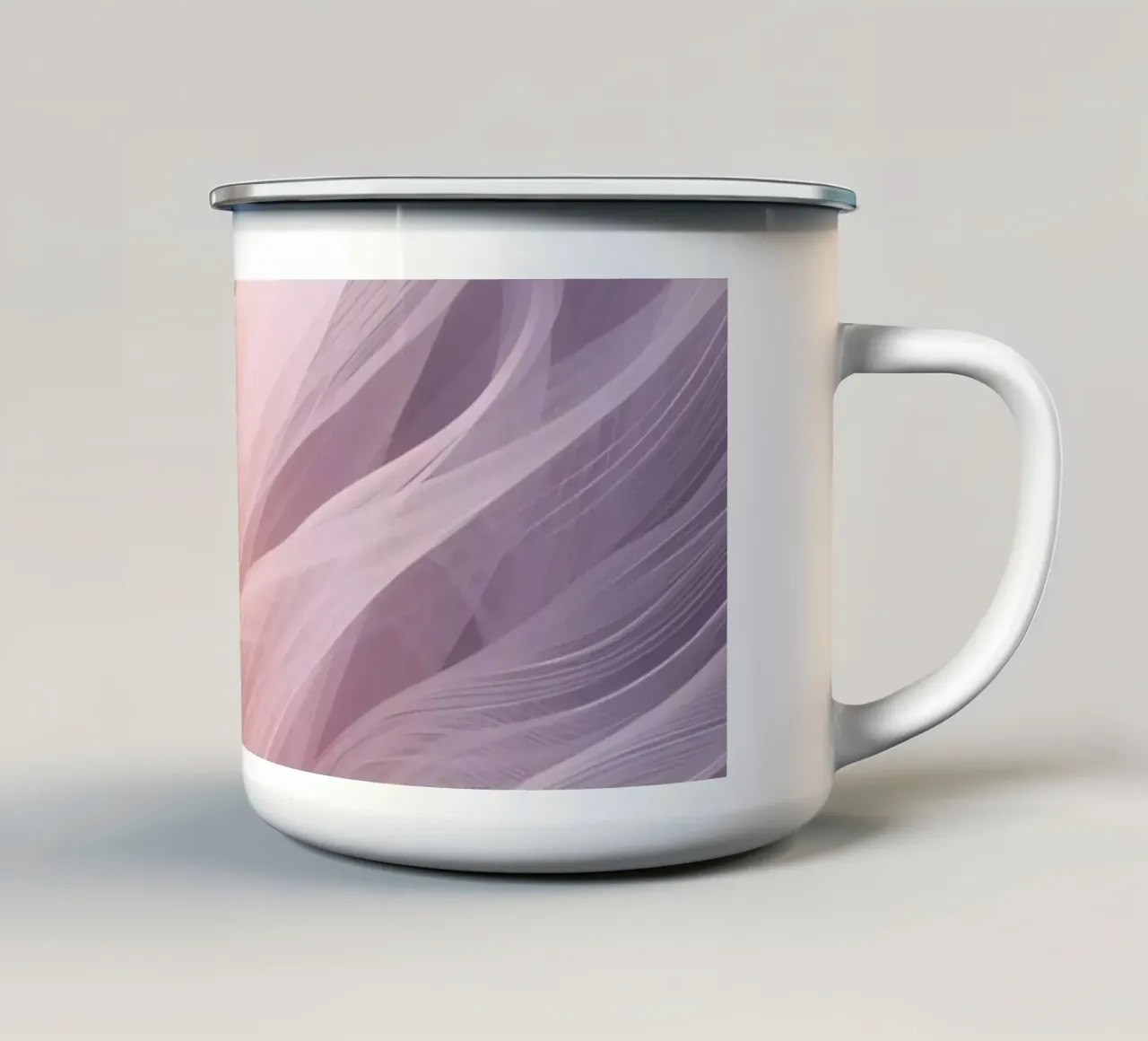 Onde traslucide in tessuto nei colori pesca e lavanda tazza in smalto da DesignDoodle
