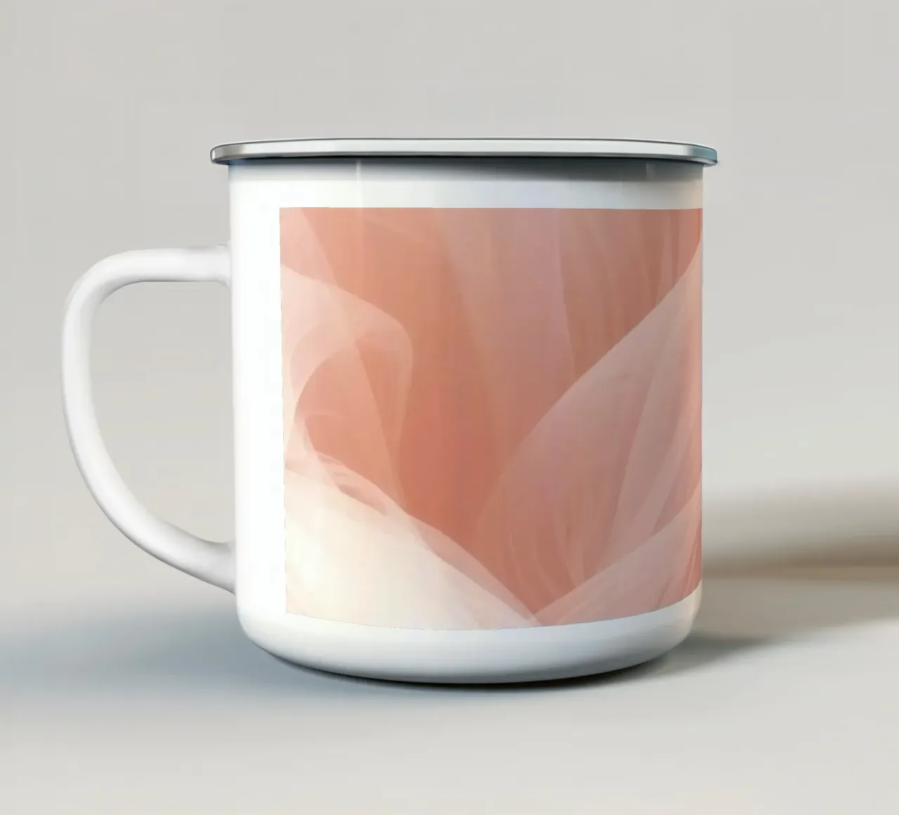 Onde traslucide in tessuto nei colori pesca e lavanda tazza in smalto da DesignDoodle