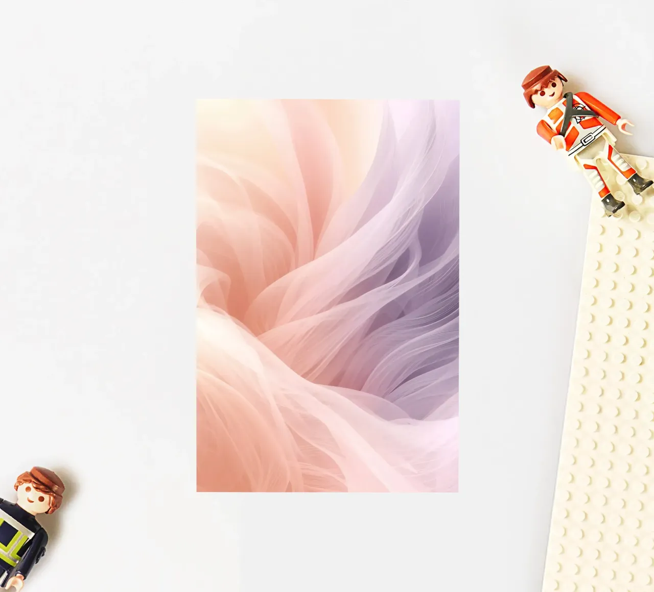 Onde traslucide in tessuto nei colori pesca e lavanda adesivo da DesignDoodle