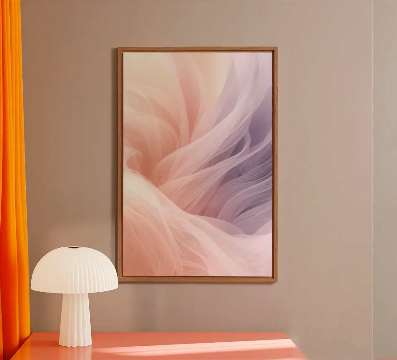 Onde traslucide in tessuto nei colori pesca e lavanda pannello forex da DesignDoodle
