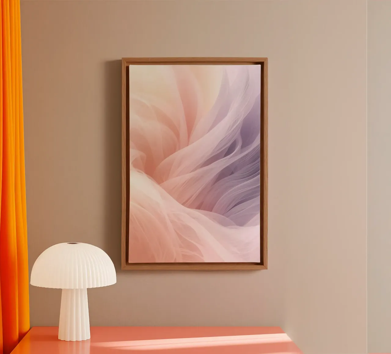 Translucent Fabric Waves in Peach and Lavender canvas by DesignDoodle