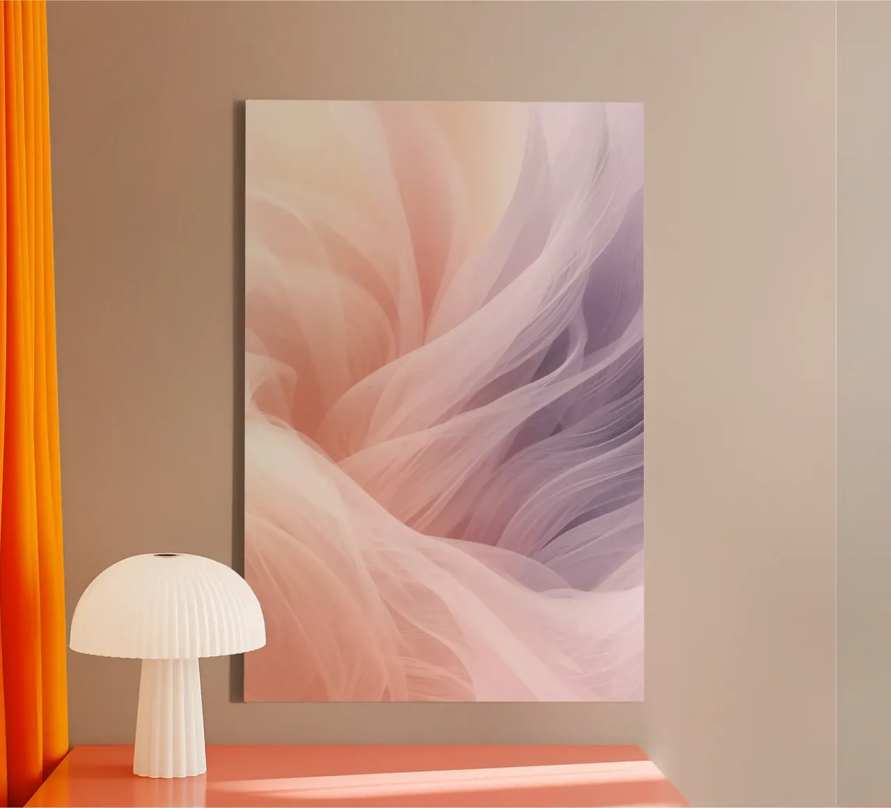 Translucent Fabric Waves in Peach and Lavender canvas by DesignDoodle