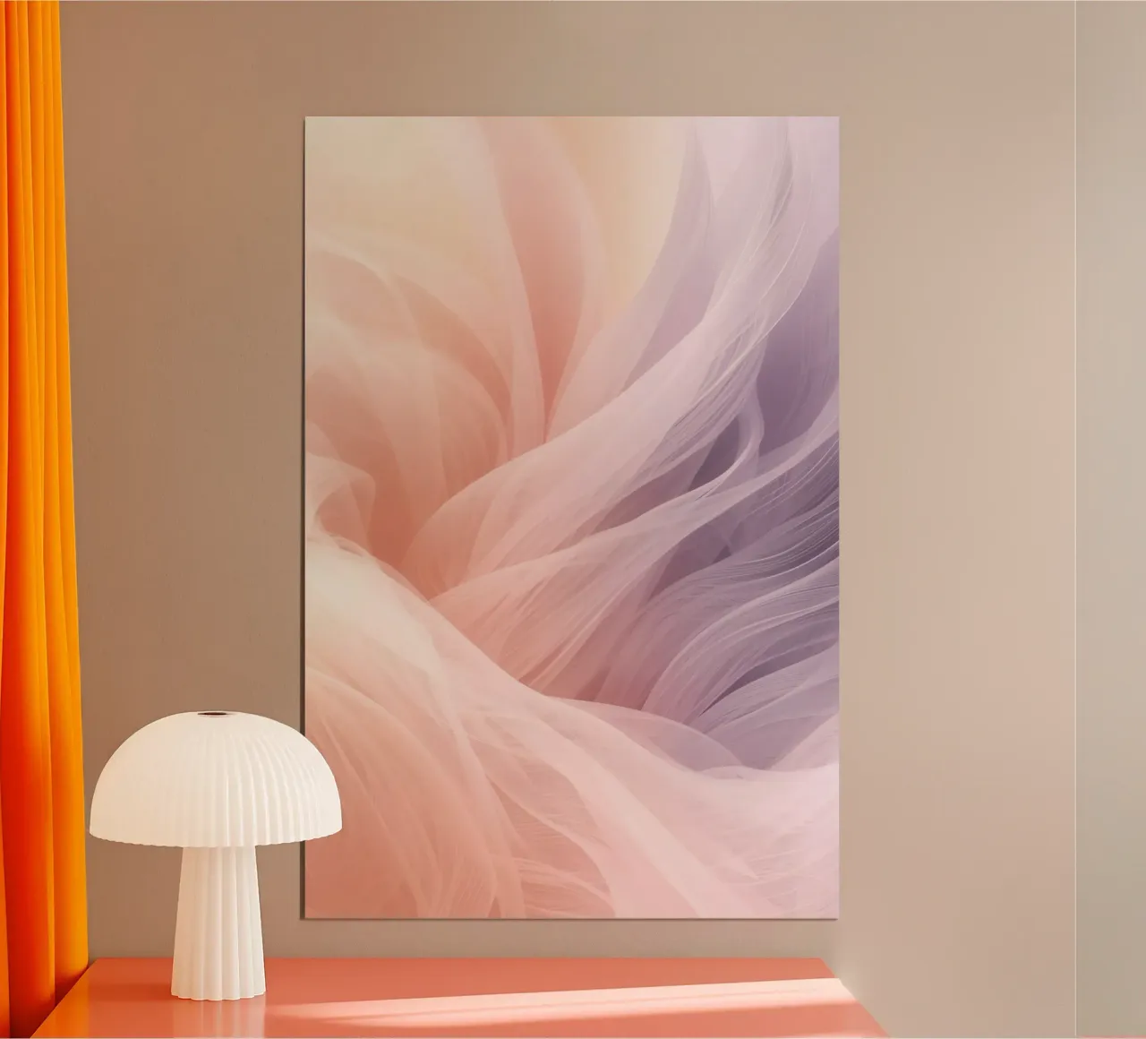 Onde traslucide in tessuto nei colori pesca e lavanda poster da DesignDoodle