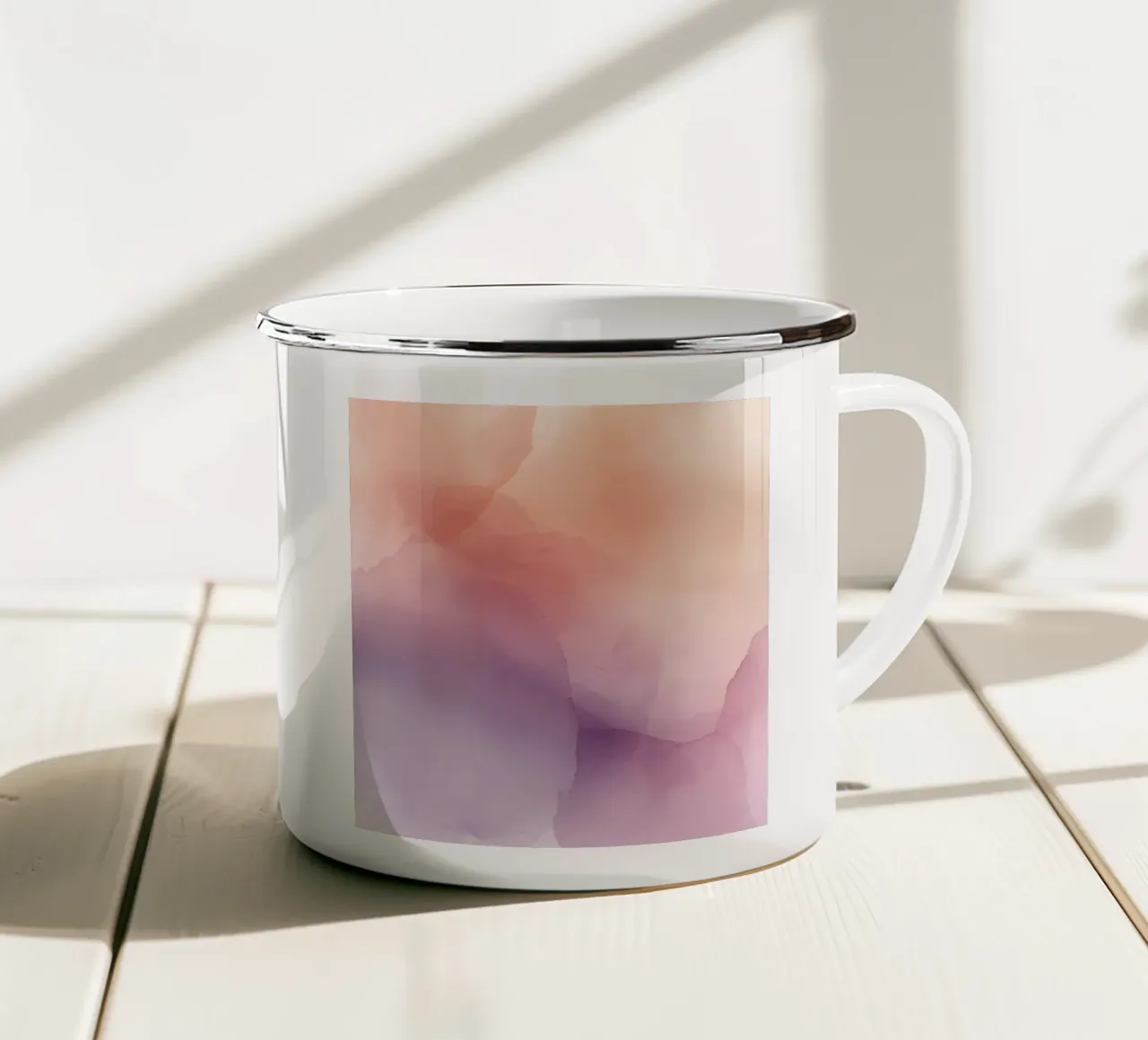 Acquerello astratto Pesca Lavanda tazza in smalto da DesignDoodle