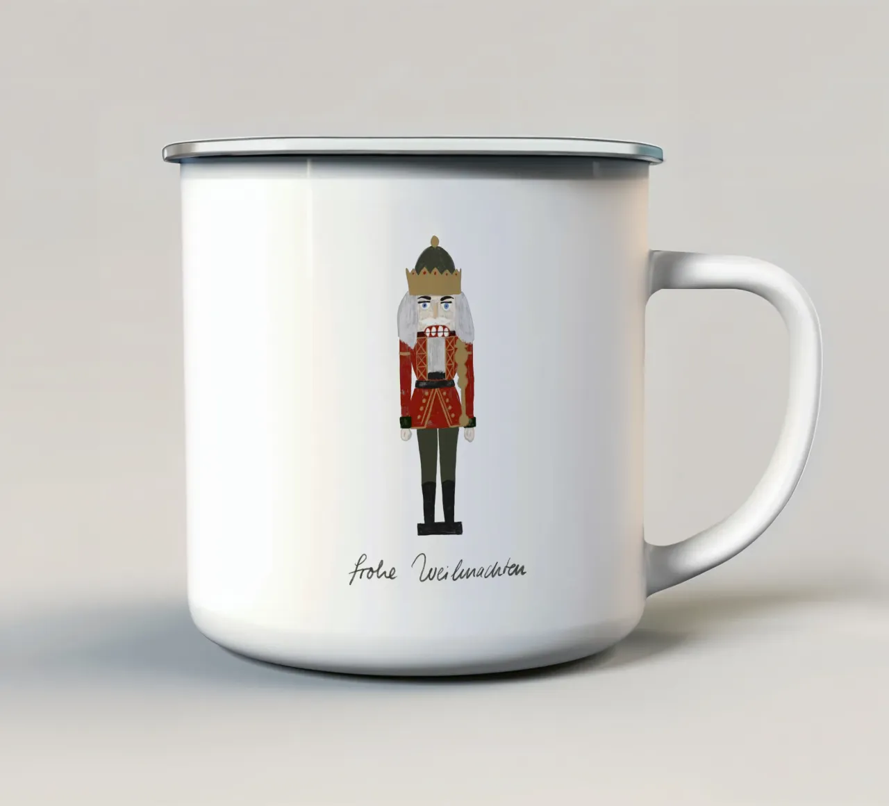 Nussknacker Weihnachten emaille mok van Sophie Augustin Illustration