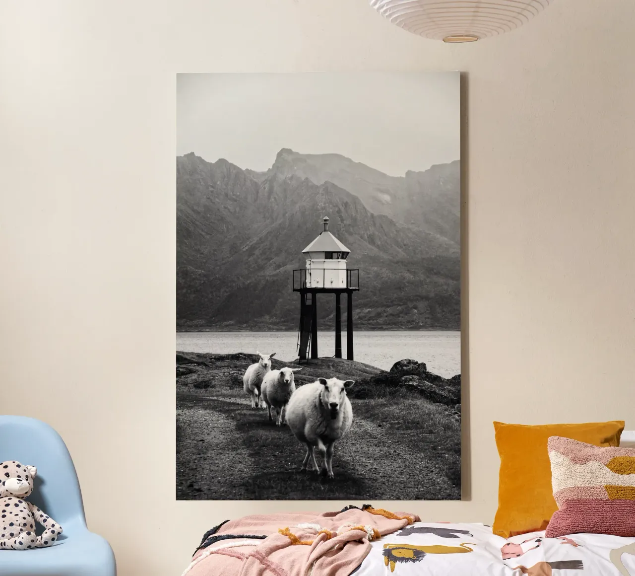 Three sheep on the Lofoten Islands canvas van Fjöllart