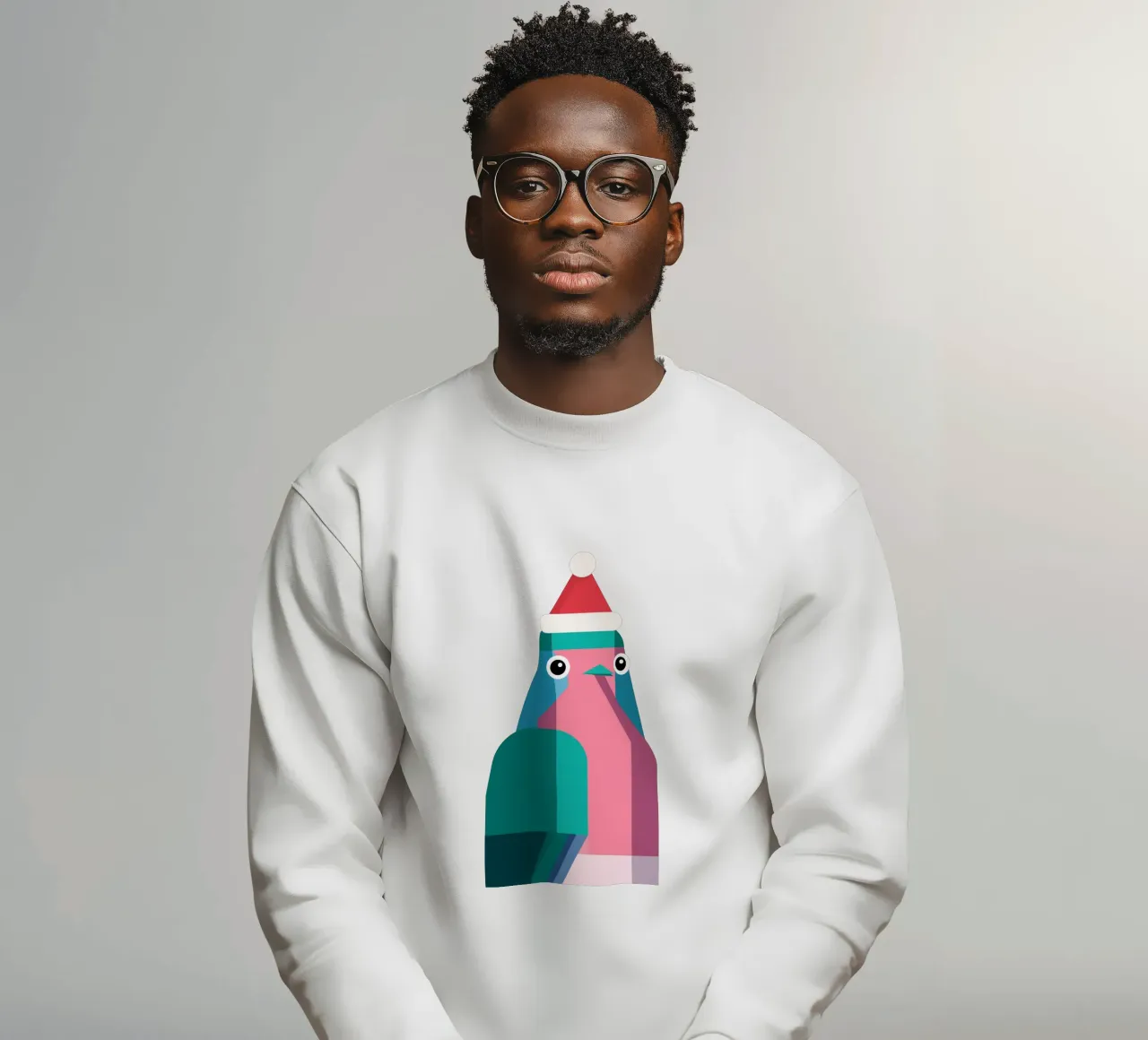 Rotkehlchen in Weihnachtsmüzte Sweatshirt von DARIA IVANOVNA