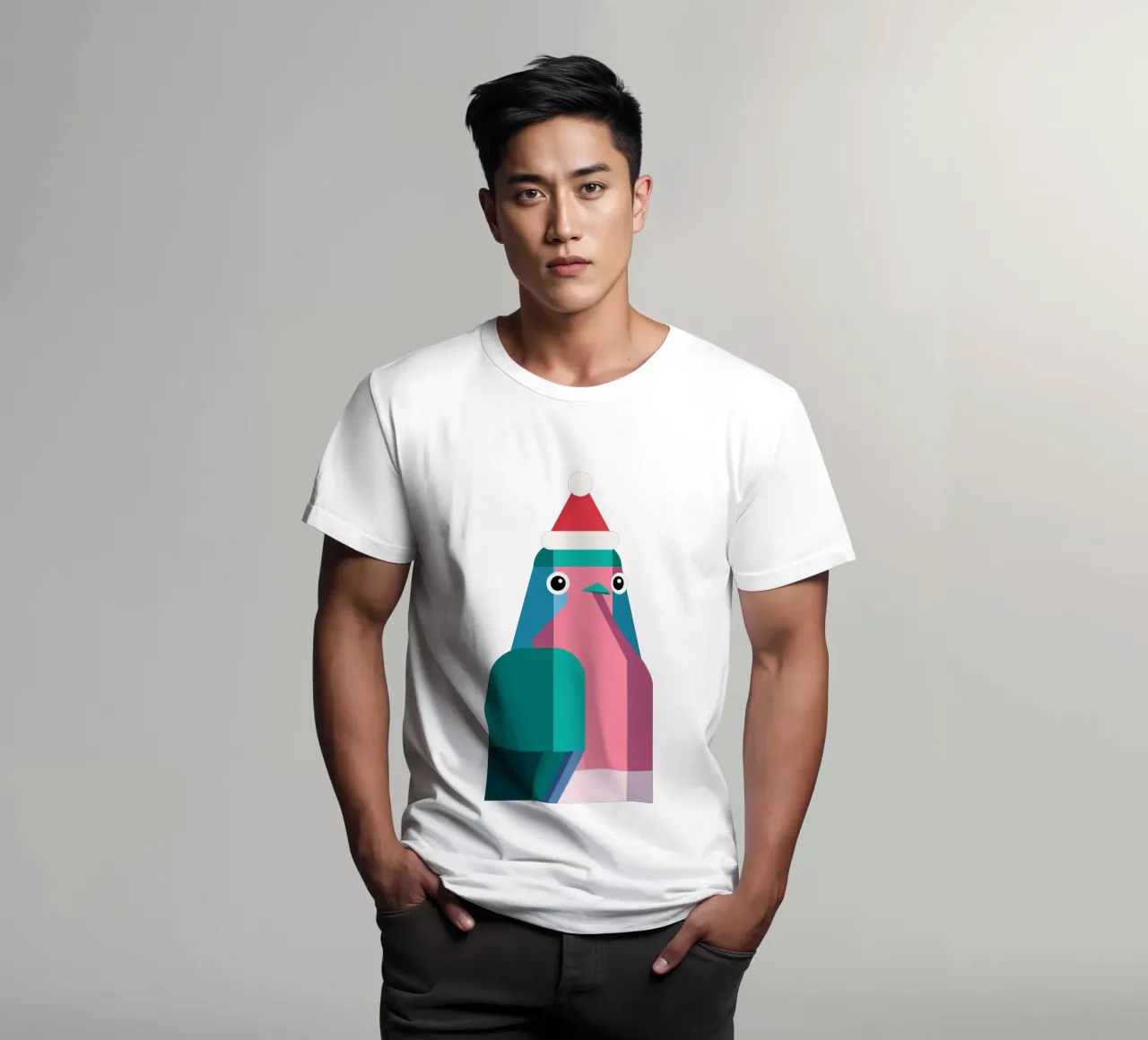 Rotkehlchen in Weihnachtsmüzte t-shirt da DARIA IVANOVNA