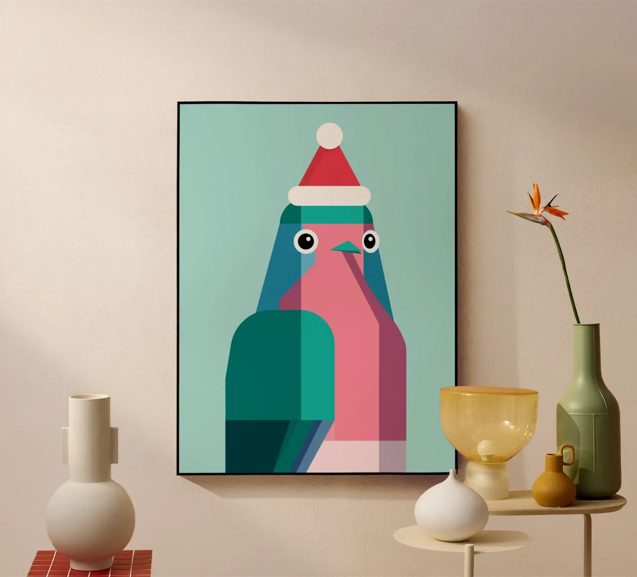 Rotkehlchen in Weihnachtsmüzte plexiglass da DARIA IVANOVNA